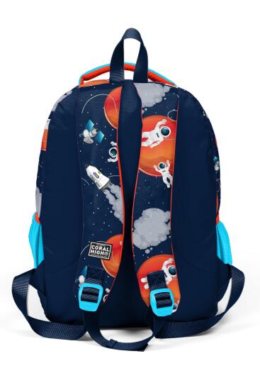 Coral High Kids Lacivert Mavi Astronot Desenli Üç Bölmeli Okul Sırt Çantası 23660 - 3