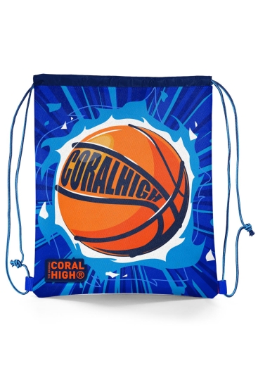 Coral High Kids Lacivert Mavi Basketbol Desenli İpli Büzgülü Sırt Çantası 22479 - 1