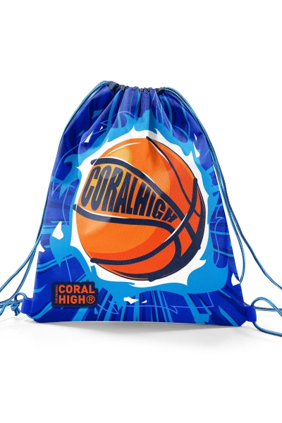 Coral High Kids Lacivert Mavi Basketbol Desenli İpli Büzgülü Sırt Çantası 22479 - 3
