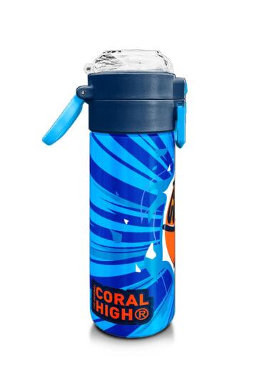 Coral High Kids Lacivert Mavi Basketbol Desenli Pipetli ve Direkt İçim Çelik Termos 500 ml 31833 - 2