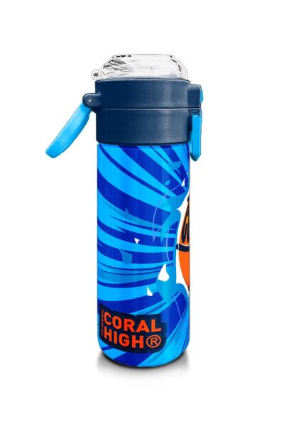 Coral High Kids Lacivert Mavi Basketbol Desenli Pipetli ve Direkt İçim Çelik Termos 500 ml 31833 - 2