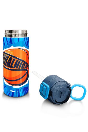 Coral High Kids Lacivert Mavi Basketbol Desenli Pipetli ve Direkt İçim Çelik Termos 500 ml 31833 - 4