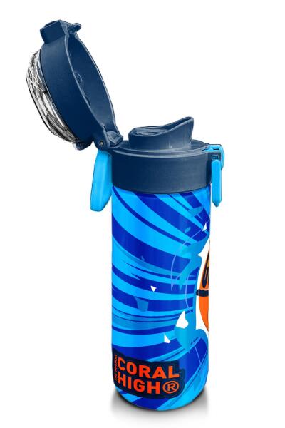 Coral High Kids Lacivert Mavi Basketbol Desenli Pipetli ve Direkt İçim Çelik Termos 500 ml 31833 - 6