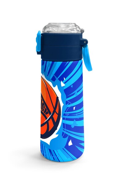 Coral High Kids Lacivert Mavi Basketbol Desenli Pipetli ve Direkt İçim Çelik Termos 500 ml 31833 - 3