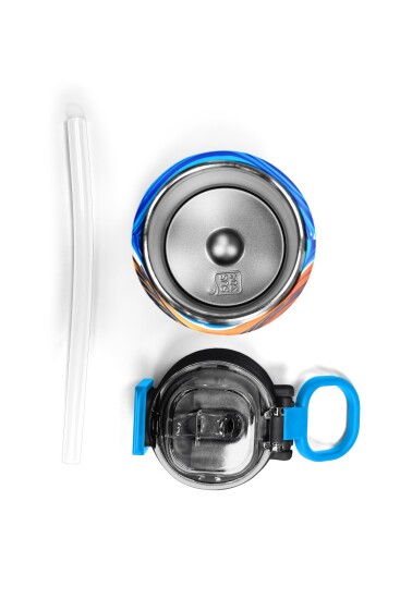 Coral High Kids Lacivert Mavi Basketbol Desenli Pipetli ve Direkt İçim Çelik Termos 500 ml 31833 - 7