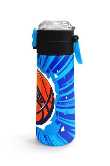 Coral High Kids Lacivert Mavi Basketbol Desenli Pipetli ve Direkt İçim Çelik Termos 500 ml 31833 - 3