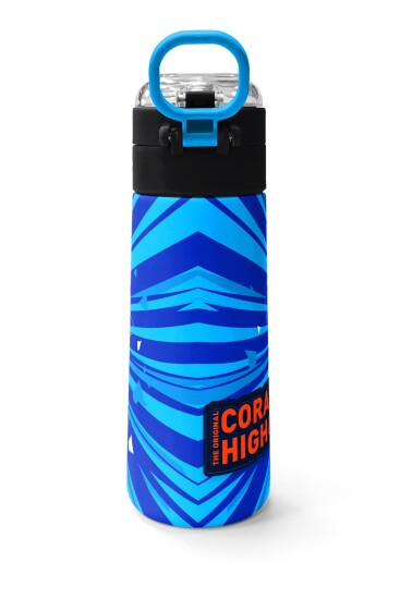Coral High Kids Lacivert Mavi Basketbol Desenli Pipetli ve Direkt İçim Çelik Termos 500 ml 31833 - 4