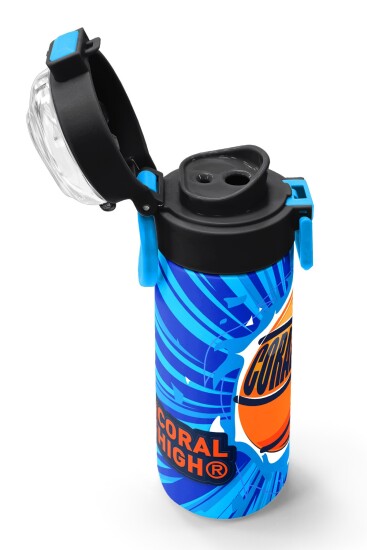 Coral High Kids Lacivert Mavi Basketbol Desenli Pipetli ve Direkt İçim Çelik Termos 500 ml 31833 - 6