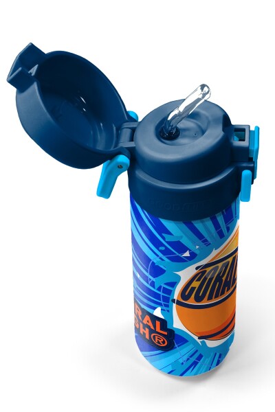 Coral High Kids Lacivert Mavi Basketbol Desenli Pipetli ve Direkt İçim Çelik Termos 500 ml 31833 - 2