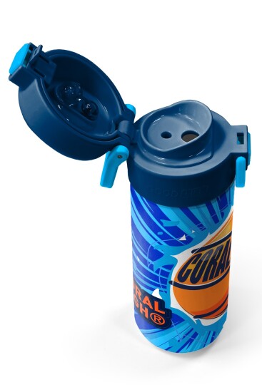 Coral High Kids Lacivert Mavi Basketbol Desenli Pipetli ve Direkt İçim Çelik Termos 500 ml 31833 - 3