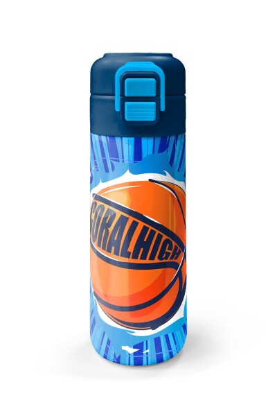 Coral High Kids Lacivert Mavi Basketbol Desenli Pipetli ve Direkt İçim Çelik Termos 500 ml 31833 - 4