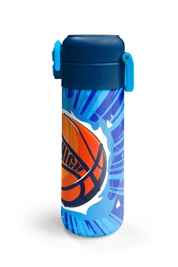 Coral High Kids Lacivert Mavi Basketbol Desenli Pipetli ve Direkt İçim Çelik Termos 500 ml 31833 - 6