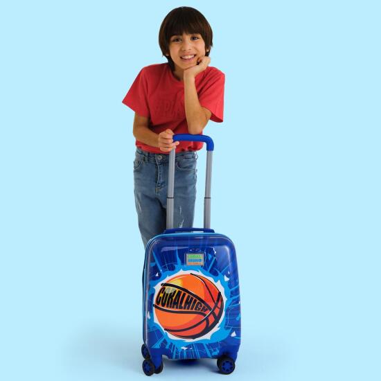 Coral High Kids Lacivert Mavi Basketbol Top Desenli Çocuk Valizi 16755 - 4