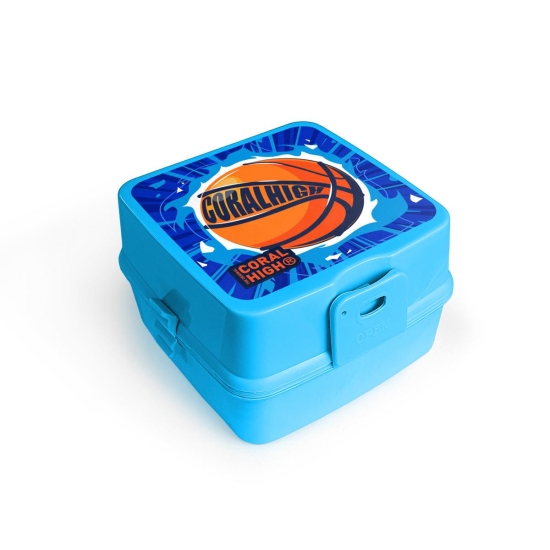 Coral High Kids Mavi Basketbol Top Desenli Dört Bölmeli Çatal ve Kaşıklı Beslenme Kabı 32947 - Coral High KIDS
