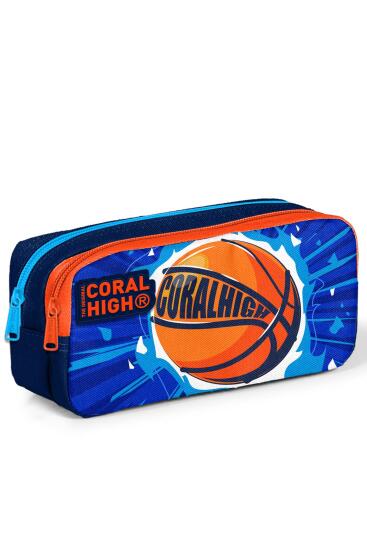 Coral High Kids Lacivert Mavi Basketbol Top Desenli İki Bölmeli Kalem Çantası 12066 