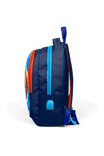Coral High Kids Lacivert Mavi Basketbol Top Desenli Üç Bölmeli USB'li Okul Sırt Çantası 24318 - 2