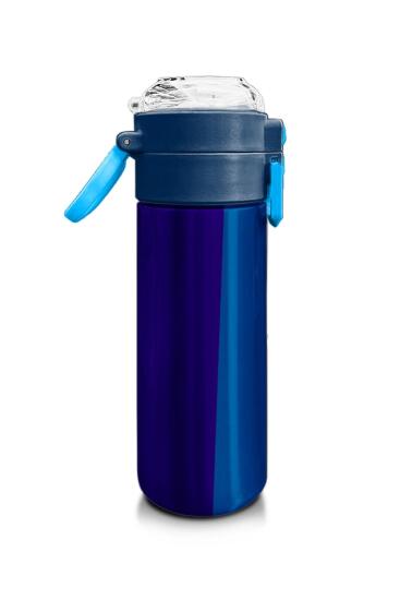 Coral High Kids Lacivert Mavi Çizgili Pipetli ve Direkt İçim Çelik Termos 500 ml 31997 - 2