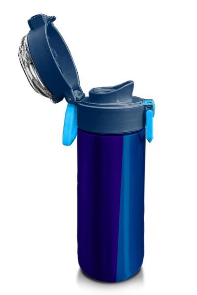 Coral High Kids Lacivert Mavi Çizgili Pipetli ve Direkt İçim Çelik Termos 500 ml 31997 - 6
