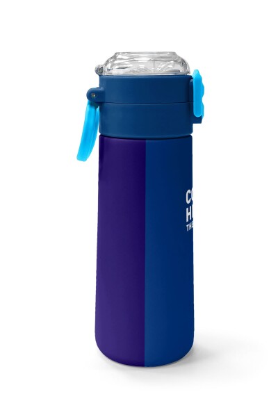 Coral High Kids Lacivert Mavi Çizgili Pipetli ve Direkt İçim Çelik Termos 500 ml 31997 - 2