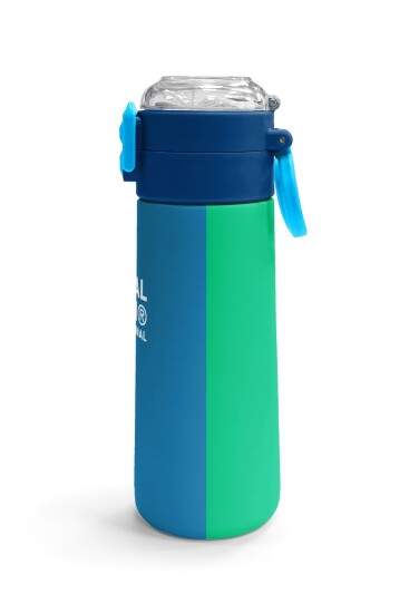 Coral High Kids Lacivert Mavi Çizgili Pipetli ve Direkt İçim Çelik Termos 500 ml 31997 - 3