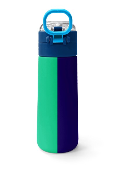 Coral High Kids Lacivert Mavi Çizgili Pipetli ve Direkt İçim Çelik Termos 500 ml 31997 - 4