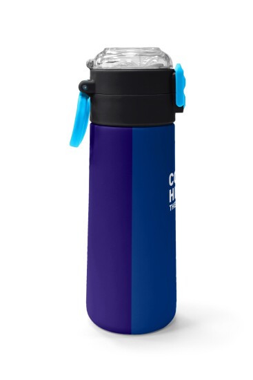 Coral High Kids Lacivert Mavi Çizgili Pipetli ve Direkt İçim Çelik Termos 500 ml 31997 - 2