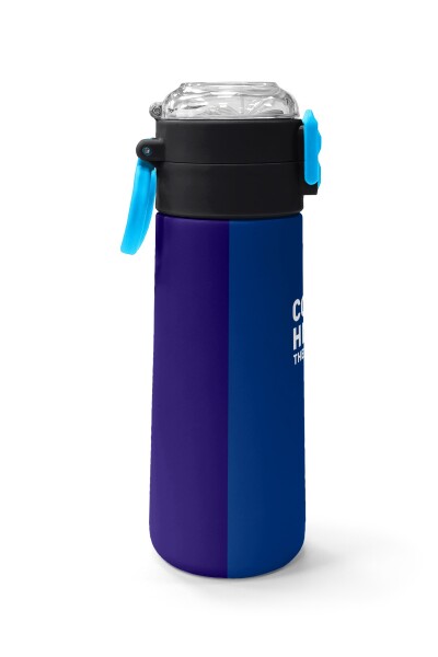 Coral High Kids Lacivert Mavi Çizgili Pipetli ve Direkt İçim Çelik Termos 500 ml 31997 - 2