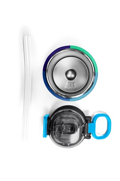 Coral High Kids Lacivert Mavi Çizgili Pipetli ve Direkt İçim Çelik Termos 500 ml 31997 - 7