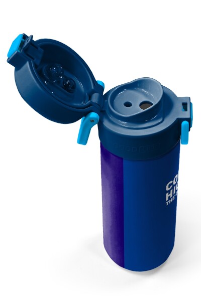 Coral High Kids Lacivert Mavi Çizgili Pipetli ve Direkt İçim Çelik Termos 500 ml 31997 - 3