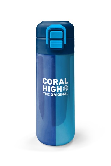 Coral High Kids Lacivert Mavi Çizgili Pipetli ve Direkt İçim Çelik Termos 500 ml 31997 - 4