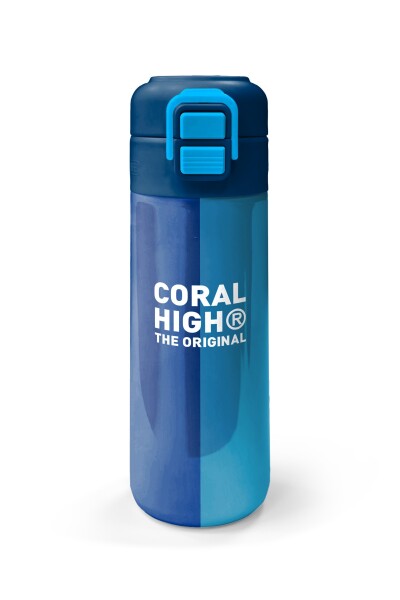 Coral High Kids Lacivert Mavi Çizgili Pipetli ve Direkt İçim Çelik Termos 500 ml 31997 - 4