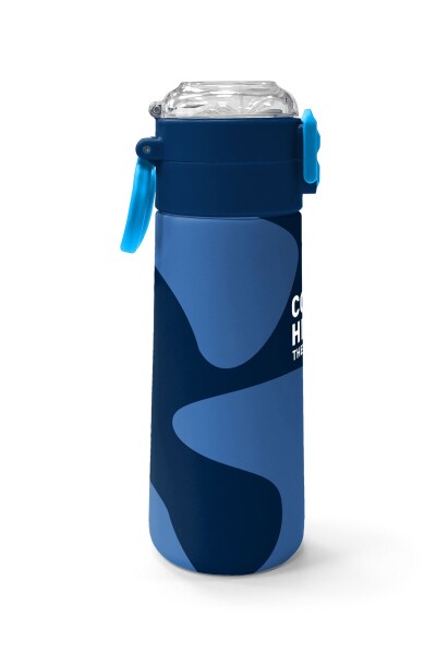 Coral High Kids Lacivert Mavi Desenli Pipetli ve Direkt İçim Çelik Termos 500 ml 31888 - 2