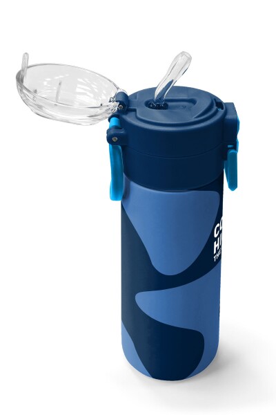 Coral High Kids Lacivert Mavi Desenli Pipetli ve Direkt İçim Çelik Termos 500 ml 31888 - 5