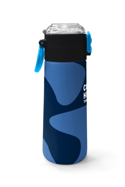 Coral High Kids Lacivert Mavi Desenli Pipetli ve Direkt İçim Çelik Termos 500 ml 31888 - 2