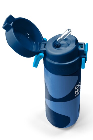 Coral High Kids Lacivert Mavi Desenli Pipetli ve Direkt İçim Çelik Termos 500 ml 31888 - 2