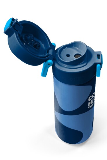 Coral High Kids Lacivert Mavi Desenli Pipetli ve Direkt İçim Çelik Termos 500 ml 31888 - 3