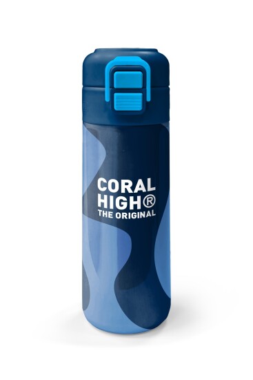 Coral High Kids Lacivert Mavi Desenli Pipetli ve Direkt İçim Çelik Termos 500 ml 31888 - 4