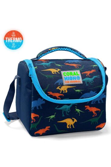 Coral High Kids Lacivert Mavi Dinozor Desenli Thermo Beslenme Çantası 11814 - Coral High KIDS