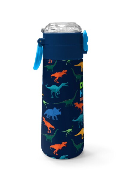Coral High Kids Lacivert Mavi Dinozor Desenli Pipetli ve Direkt İçim Çelik Termos 500 ml 31907 - 2