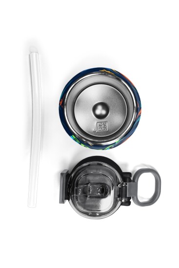 Coral High Kids Lacivert Mavi Dinozor Desenli Pipetli ve Direkt İçim Çelik Termos 500 ml 31907 - 7