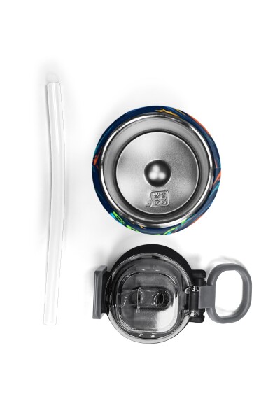 Coral High Kids Lacivert Mavi Dinozor Desenli Pipetli ve Direkt İçim Çelik Termos 500 ml 31907 - 7