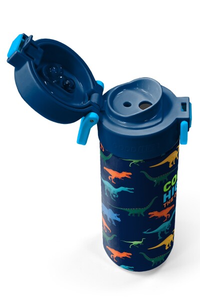 Coral High Kids Lacivert Mavi Dinozor Desenli Pipetli ve Direkt İçim Çelik Termos 500 ml 31907 - 3