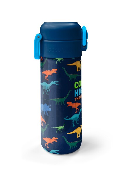 Coral High Kids Lacivert Mavi Dinozor Desenli Pipetli ve Direkt İçim Çelik Termos 500 ml 31907 - 5