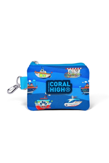 Coral High Kids Lacivert Mavi Gemi Desenli Bozuk Para Çantası 21861 