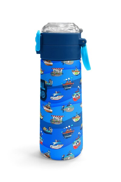 Coral High Kids Lacivert Mavi Gemi Desenli Pipetli ve Direkt İçim Çelik Termos 500 ml 31973 - 3