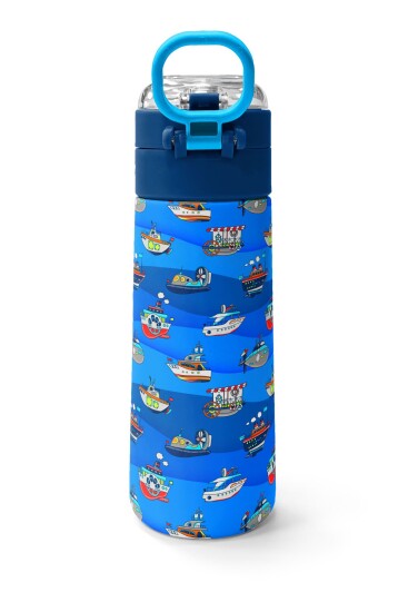 Coral High Kids Lacivert Mavi Gemi Desenli Pipetli ve Direkt İçim Çelik Termos 500 ml 31973 - 4