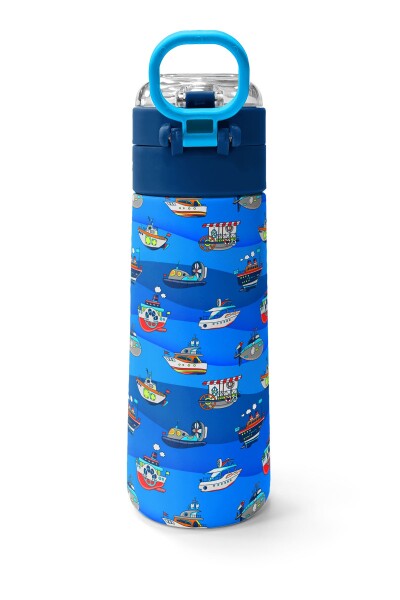 Coral High Kids Lacivert Mavi Gemi Desenli Pipetli ve Direkt İçim Çelik Termos 500 ml 31973 - 4