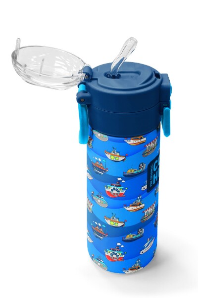 Coral High Kids Lacivert Mavi Gemi Desenli Pipetli ve Direkt İçim Çelik Termos 500 ml 31973 - 5