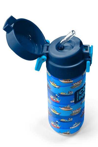 Coral High Kids Lacivert Mavi Gemi Desenli Pipetli ve Direkt İçim Çelik Termos 500 ml 31973 - 2