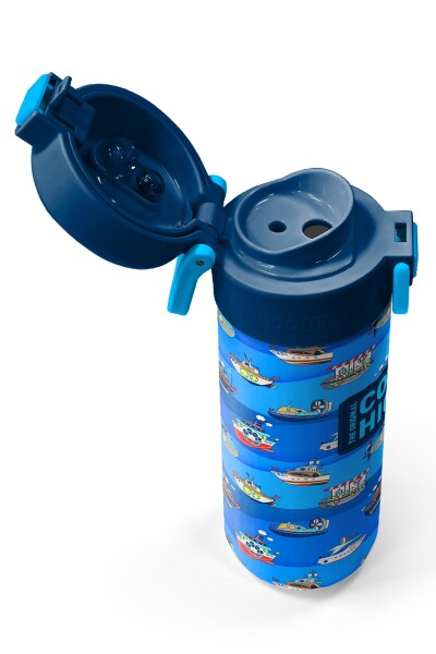 Coral High Kids Lacivert Mavi Gemi Desenli Pipetli ve Direkt İçim Çelik Termos 500 ml 31973 - 3